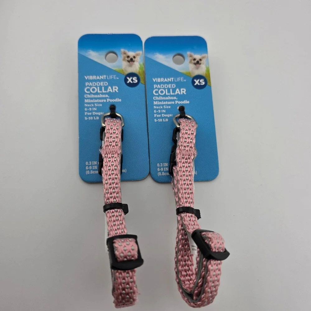 Vibrant Life Dog Collar Bundle Padded Reflective Assorted‎ Styles 3 Collars XS